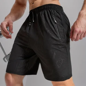 Men's breathable zipper quick drying sports shorts
